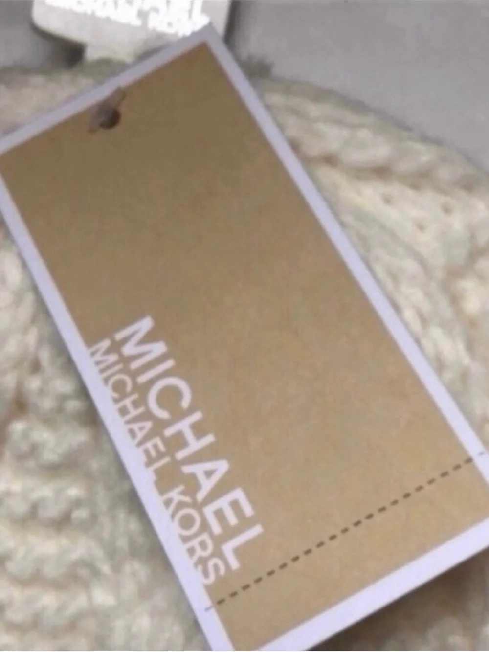 New Michael Kors Hat Women’s Ivory Winter Lined Cable Knit Cuffed Beanie Hat